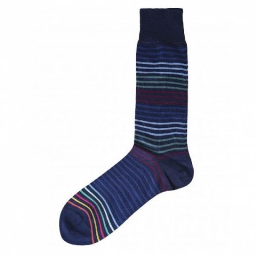 Mens Navy Peko Stripe Socks 28719 by PS Paul Smith from Hurleys