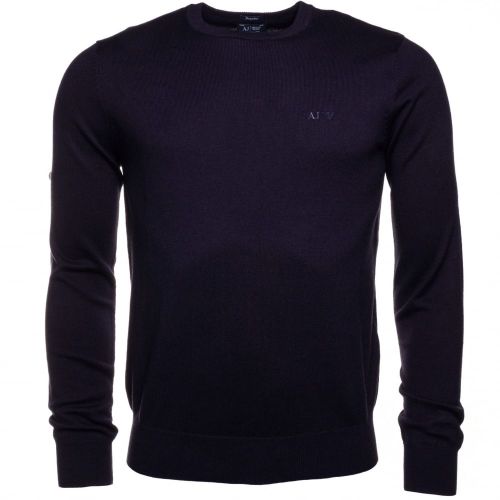 Mens Blue Small Logo Crew Knitted Jumper 61276 by Armani Jeans from Hurleys