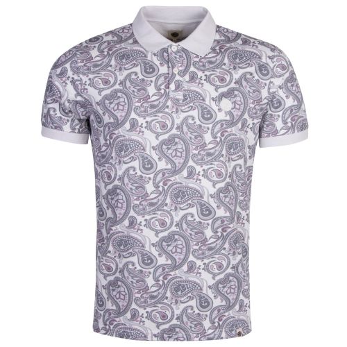 Mens Light Grey Paisley Print S/s Polo Shirt 26187 by Pretty Green from Hurleys