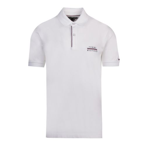 Mens White Embroidery Regular Fit S/s Polo Shirt 52797 by Tommy Hilfiger from Hurleys