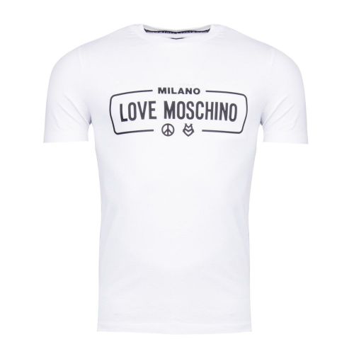 Mens Optical White Chest Logo Milan Slim S/s T Shirt 26873 by Love Moschino from Hurleys