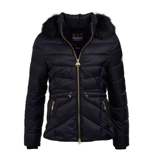 Womens Black Island Hooded Quilted Jacket 46660 by Barbour International from Hurleys
