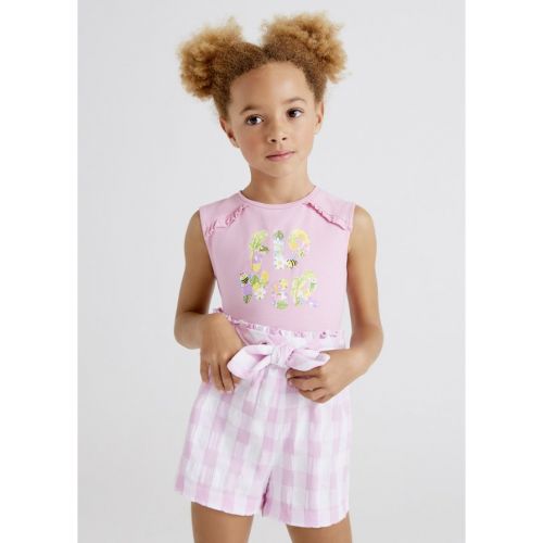Girls Mauve Gingham Shorts 102530 by Mayoral from Hurleys