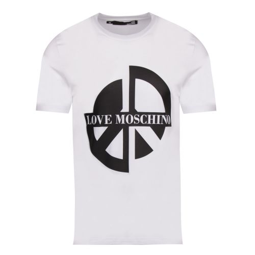 Mens Optical White Half Peace Logo Slim Fit S/s T Shirt 47853 by Love Moschino from Hurleys