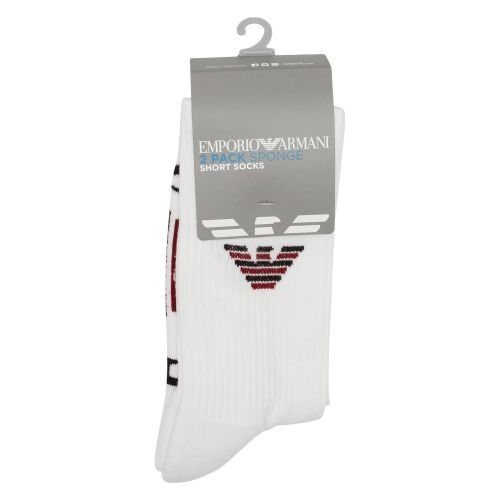 Mens White Cotton Sport 2 Pack Socks 48087 by Emporio Armani Bodywear from Hurleys