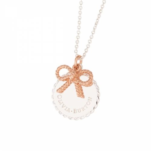 Womens Rose Gold Vintage Mini Bow & Coin Necklace 34265 by Olivia Burton from Hurleys