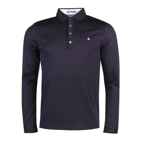 Mens Navy Fruitpa Textured L/s Polo Shirt 29265 by Ted Baker from Hurleys