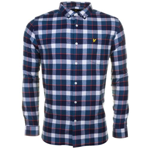 Mens Off White Check Flannel L/s Shirt 64931 by Lyle and Scott from Hurleys