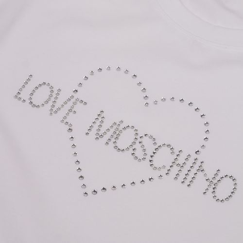 Womens Optical White Jewel Heart Slim Fit S/s T Shirt 43079 by Love Moschino from Hurleys