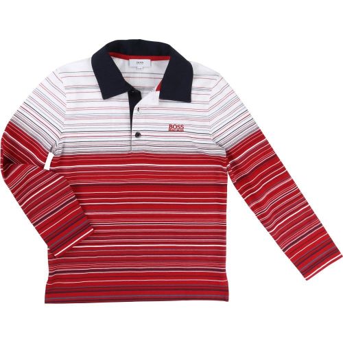 Boys Red Striped L/s Polo Shirt 16720 by BOSS from Hurleys