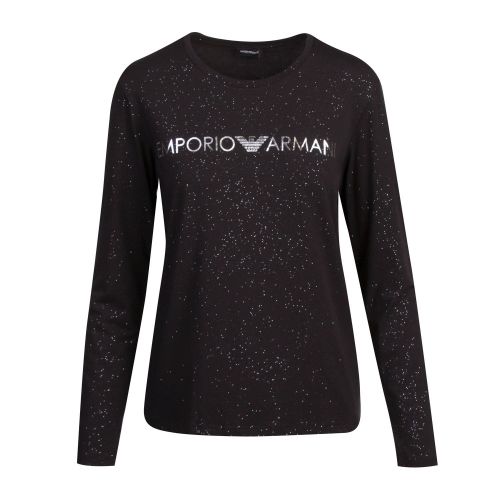 Womens Black Stardust Cotton L/s T Shirt 78951 by Emporio Armani Bodywear from Hurleys