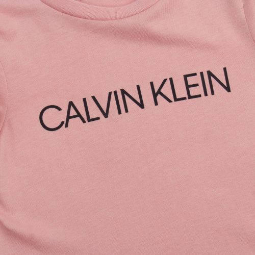 Girls Soothing Pink Branded L/s T Shirt 77284 by Calvin Klein from Hurleys