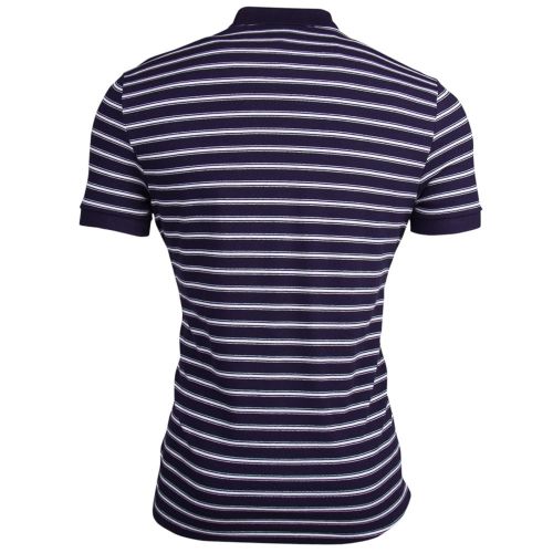 Mens Blue Chine & Flour S/s Striped Polo Shirt 14697 by Lacoste from Hurleys
