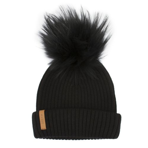 Womens Black Wool Hat with Pom 47582 by BKLYN from Hurleys