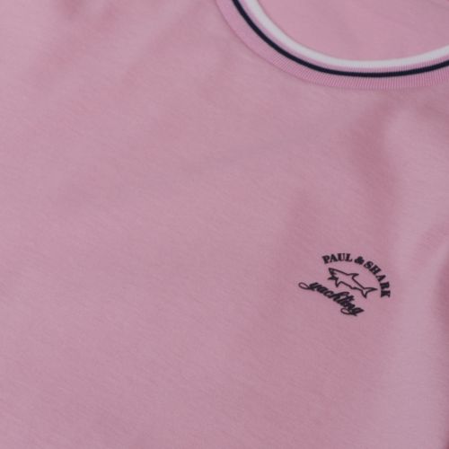 Mens Pale Pink Tipped Crew Neck Custom Fit S/s T Shirt 36766 by Paul And Shark from Hurleys