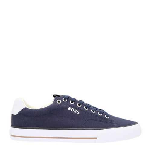 Mens Dark Blue Aiden_Tenn Canvas Trainers 108204 by BOSS from Hurleys