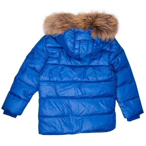 Kids Sea Blue Authentic Fur Hooded Jacket (8yr+) 13862 by Pyrenex from Hurleys