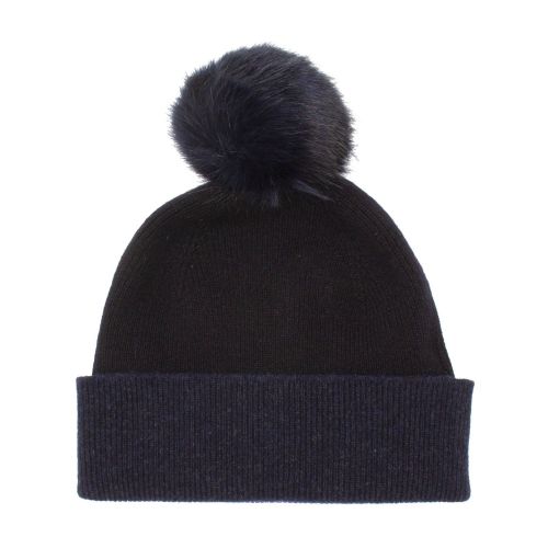 Womens Navy Bobble Knitted Hat 79673 by PS Paul Smith from Hurleys