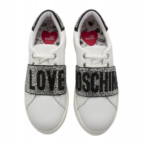 Womens White Jewel Strap Trainers 43067 by Love Moschino from Hurleys