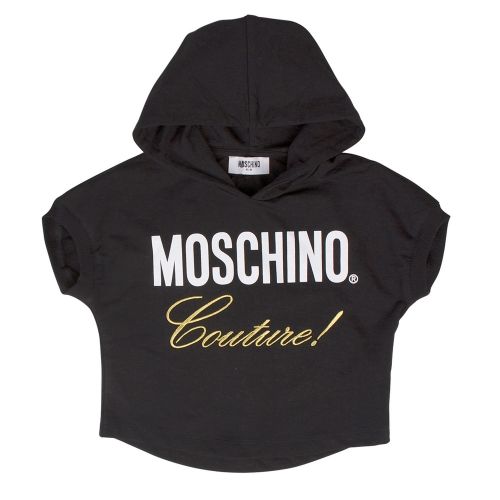 Girls Black Couture Logo Hooded Sweat Top 36137 by Moschino from Hurleys