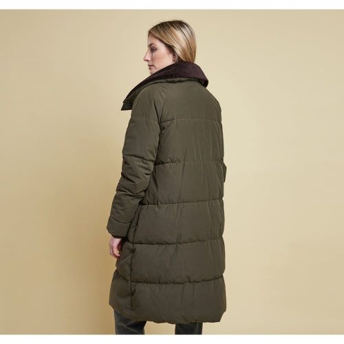 Heritage Womens Dark Olive Leck Long Puffer Jacket 12531 by Barbour from Hurleys