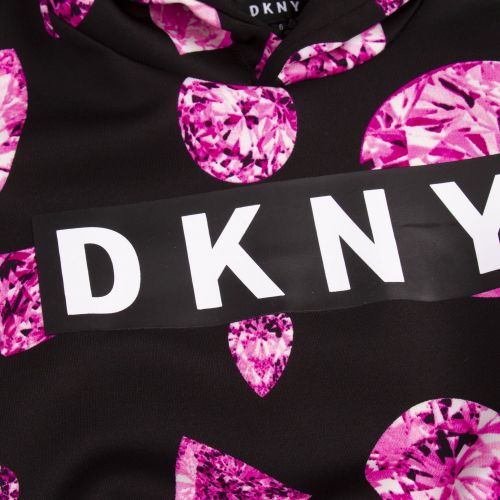 Girls Black/Pink Jewel Print Cropped Hooded Sweat Top 75340 by DKNY from Hurleys
