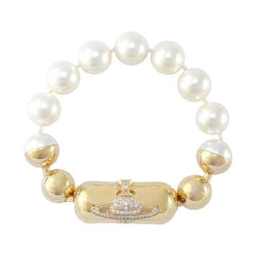 Womens Pearl & Gold Olga Small Pearl Bracelet 24710 by Vivienne Westwood from Hurleys