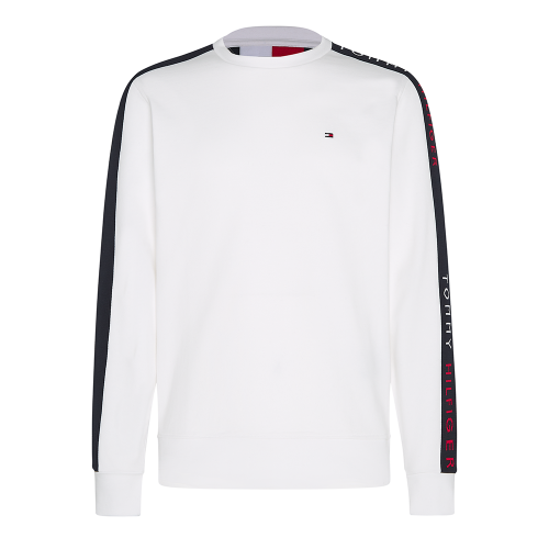 Mens White Taped Arm Crew Sweat Top 79107 by Tommy Hilfiger from Hurleys