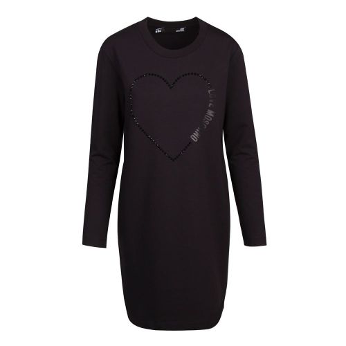 Womens Black Crystal Heart Dress 89142 by Love Moschino from Hurleys
