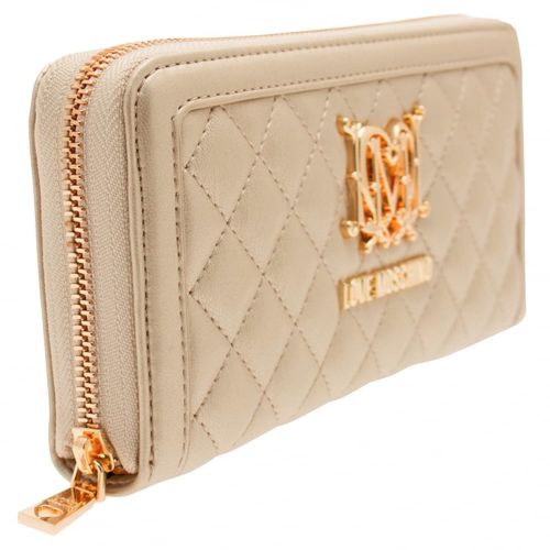 Womens Rose Gold Quilted Logo Purse 18002 by Love Moschino from Hurleys