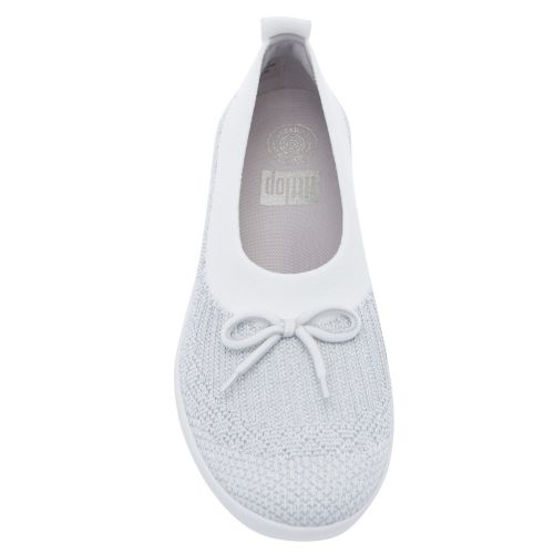 Womens White And Silver Uberknit Ballerina Bow Shoes 23843 by FitFlop from Hurleys