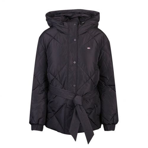 Womens Black Diamond Belted Padded Jacket 103342 by Tommy Jeans from Hurleys