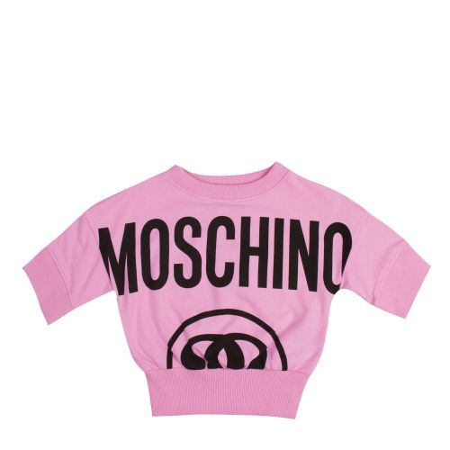 Moschino Girls Sweet Pink Oversized Logo Sweat Top 75929 by Moschino from Hurleys