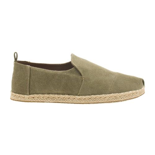 Mens Olive Washed Canvas Espadrilles 8608 by Toms from Hurleys