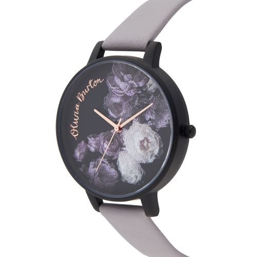 Womens Grey Lilac/Matte Black Fine Art Leather Watch 49160 by Olivia Burton from Hurleys