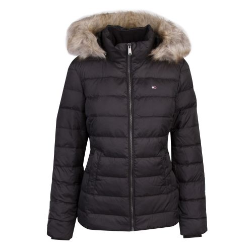 Womens Tommy Black Essential Hooded Down Jacket 50262 by Tommy Jeans from Hurleys