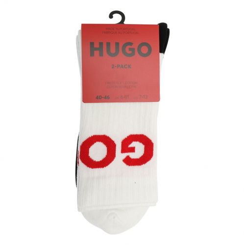 Mens Black/White 2 Pack QS Rib Icon Socks 107760 by HUGO from Hurleys