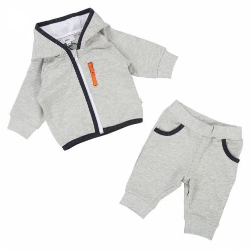 Baby Grey Marl Pocket Trim Hooded Tracksuit 38212 by BOSS from Hurleys