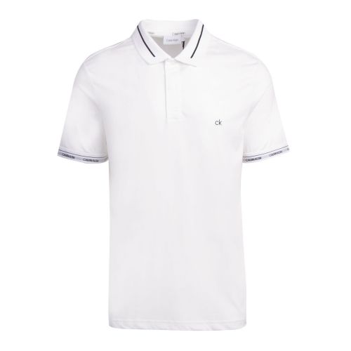 Calvin Klein Mens Bright White Liquid Touch Logo Cuff S/s Polo Shirt 76132 by Calvin Klein from Hurleys
