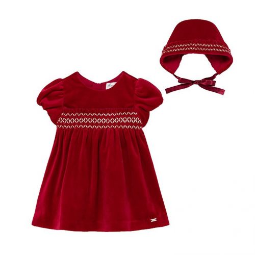 Baby Red Velvet Dress & Hat 96171 by Mayoral from Hurleys