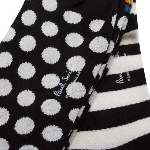 Mens Black Stripe & Spot 2 Pack Socks 78984 by PS Paul Smith from Hurleys