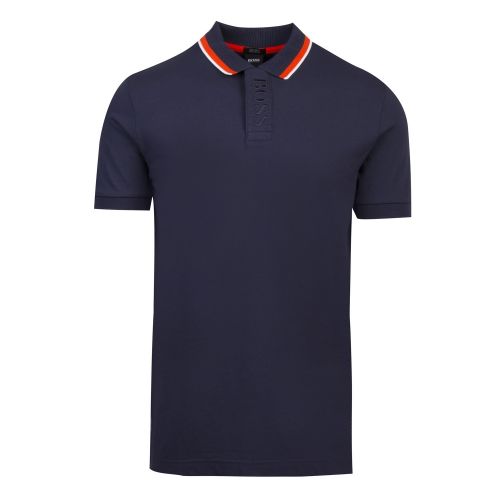 Athleisure Mens Navy Paddy 4 Trim Regular Fit S/s Polo Shirt 55019 by BOSS from Hurleys