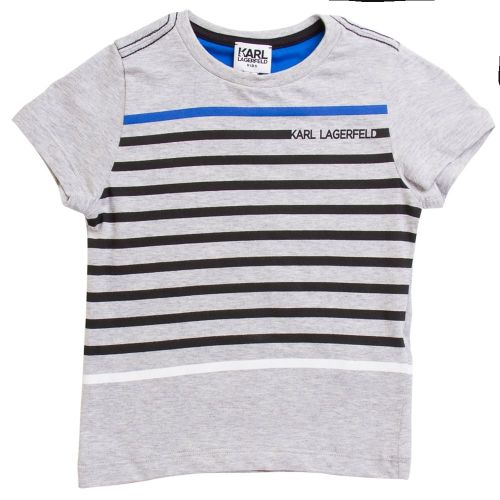 Karl Lagerfeld Boys Grey Heather Stripe Tee Shirt 7514 by Karl Lagerfeld Kids from Hurleys