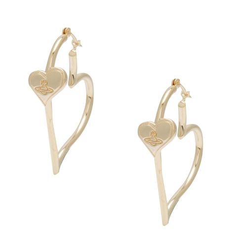 Womens Gold Salima Heart Hoop Earrings 47223 by Vivienne Westwood from Hurleys
