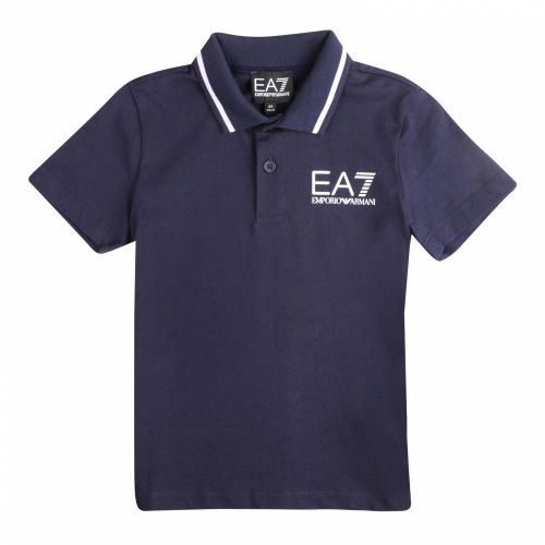 Boys Navy Tipped Logo S/s Polo Shirt 48155 by EA7 from Hurleys