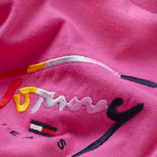 Womens Fuchsia Cropped Script Logo S/s T Shirt 39252 by Tommy Jeans from Hurleys