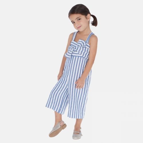 Girls Blue Stripe Bow Jumpsuit 58313 by Mayoral from Hurleys