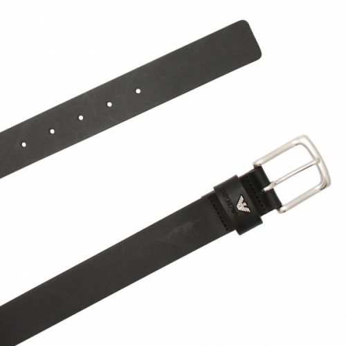 Mens Black Branded Belt 55640 by Emporio Armani from Hurleys