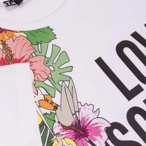 Womens Optical White Logo Floral S/s T Shirt 21414 by Love Moschino from Hurleys