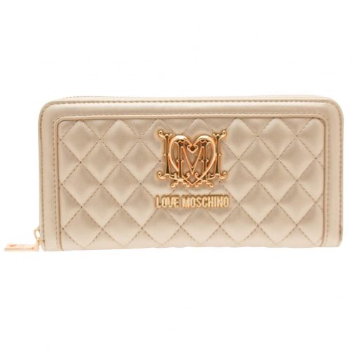 Womens Rose Gold Quilted Logo Purse 18001 by Love Moschino from Hurleys